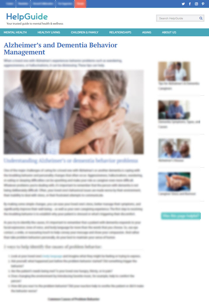 Alzheimer’s and Dementia Behavior Management