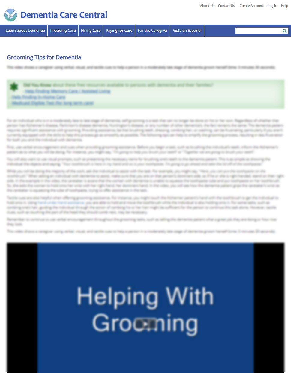 Grooming Tips for Dementia