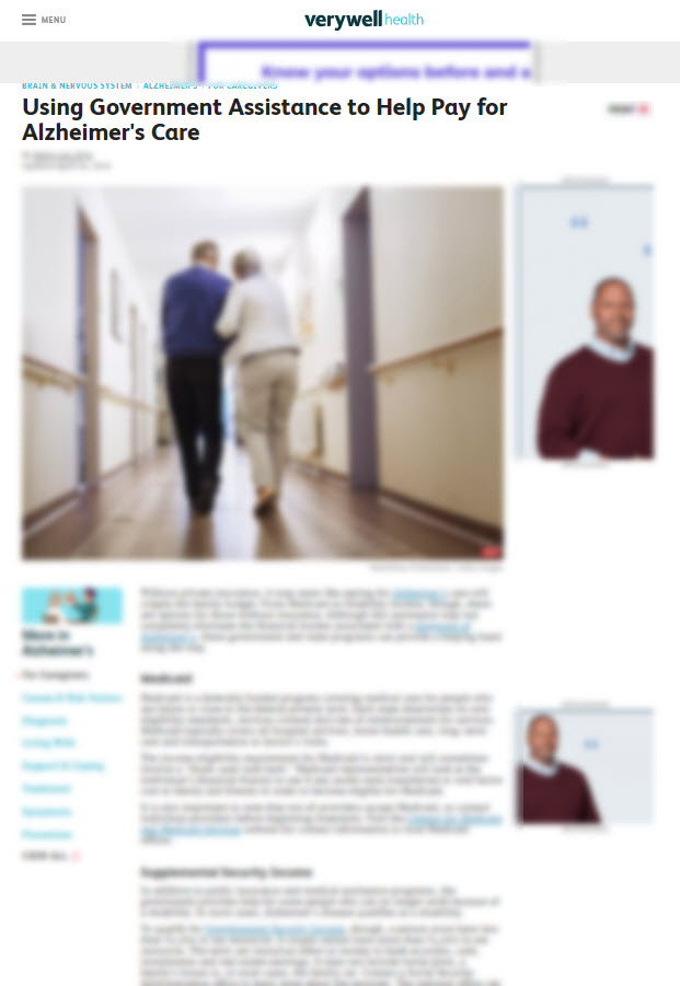 Using Government Assistance to Help Pay for Alzheimer's Care