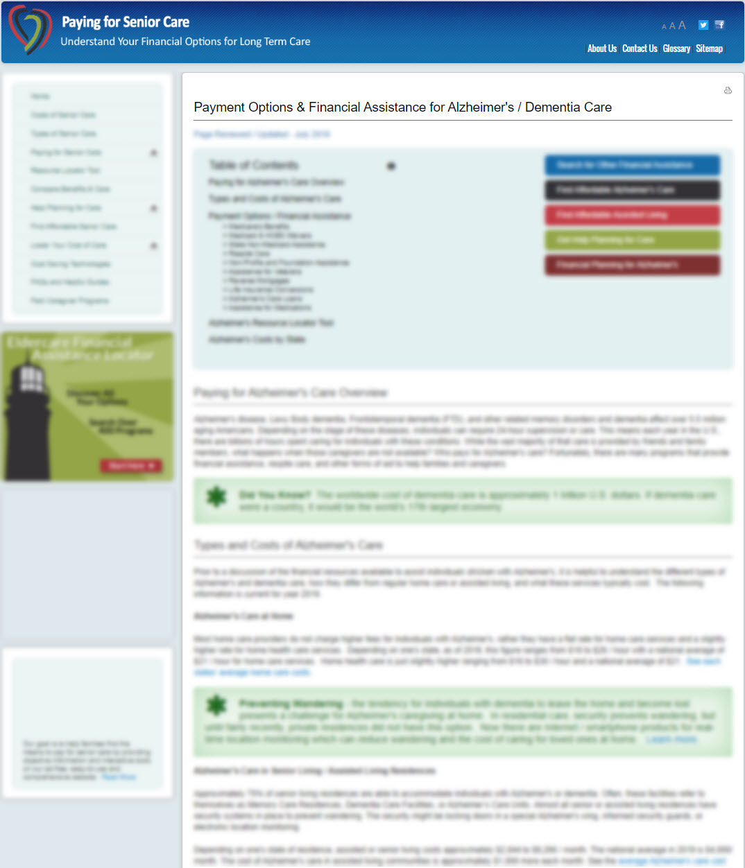 Payment Options & Financial Assistance for Alzheimer's / Dementia Care